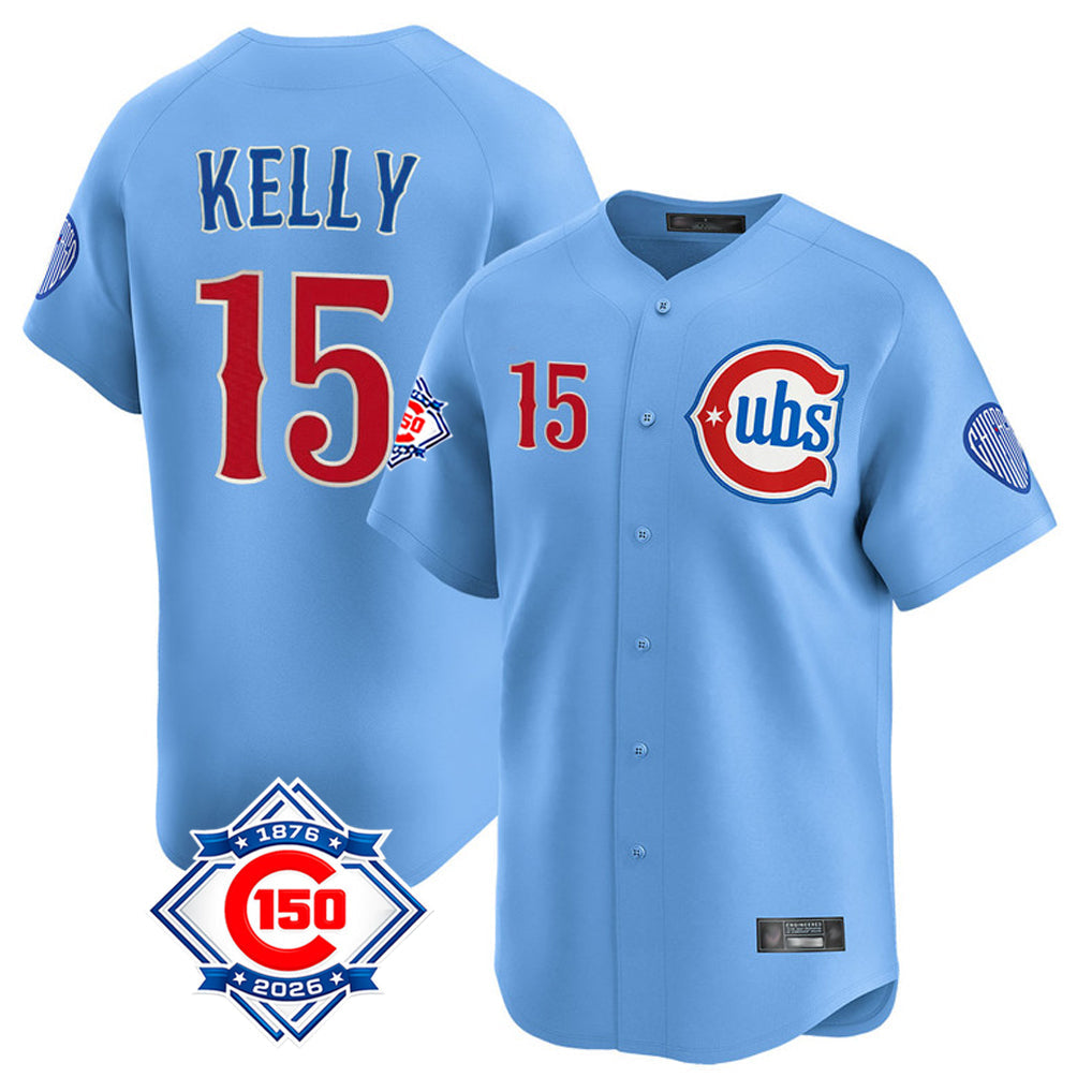 Ldoa C.Cubs #15 Carson Kelly Player Light Blue 150th Anniversary Limited Home Stitched Jerseys