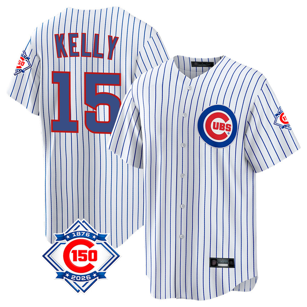 Ldoa C.Cubs #15 Carson Kelly Player White 150th Anniversary Home Game Stitched Jerseys