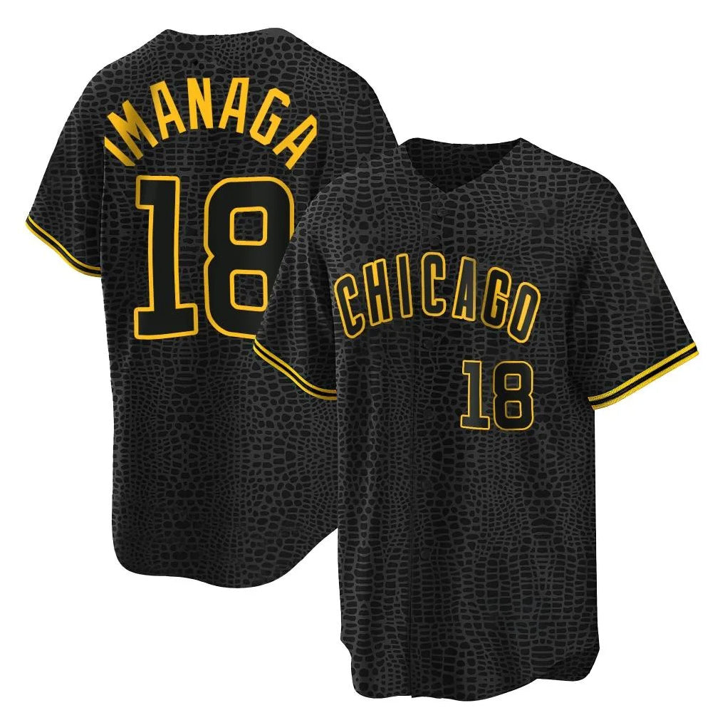 Ldoa C.Cubs #18 Shota Imanaga Player Black Snake Skin City Game Stitched Jerseys