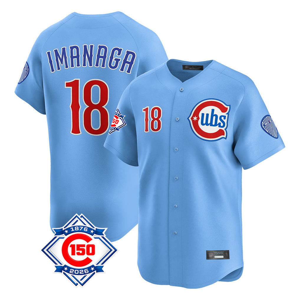 Ldoa C.Cubs #18 Shota Imanaga Player Light Blue 150th Anniversary Limited Home Stitched Jerseys