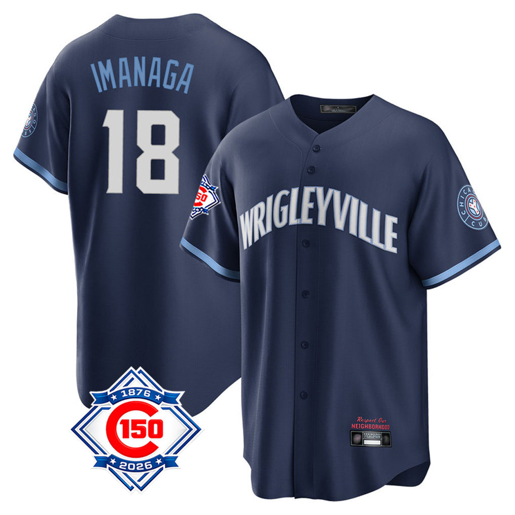 Ldoa C.Cubs #18 Shota Imanaga Player Navy 150th Anniversary City Connect Home Game Stitched Jerseys