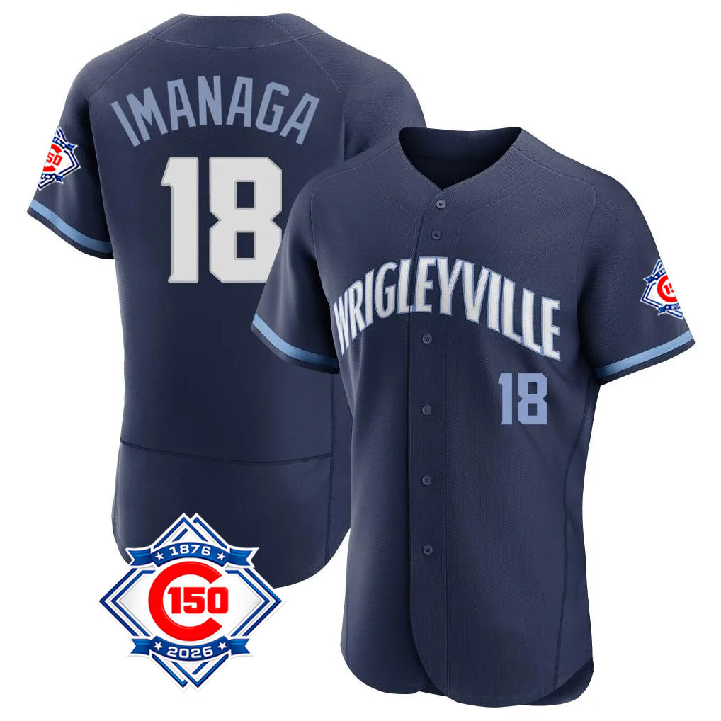 Ldoa C.Cubs #18 Shota Imanaga Player Navy City Connect 150th Anniversary Limited Elite Home Stitched Jerseys