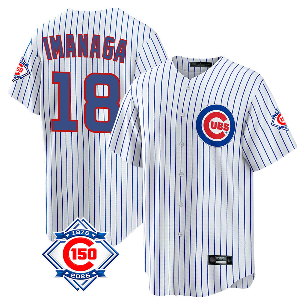 Ldoa C.Cubs #18 Shota Imanaga Player White 150th Anniversary Home Game Stitched Jerseys