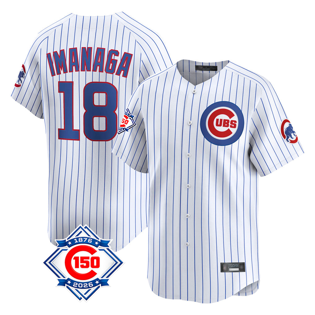 Ldoa C.Cubs #18 Shota Imanaga Player White 150th Anniversary Limited Home Game Stitched Jerseys