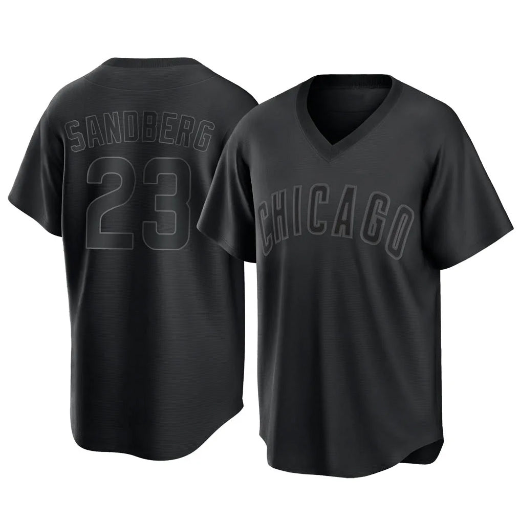 Ldoa C.Cubs #23 Ryne Sandberg Player Black T-shirt Home Game Stitched Jerseys