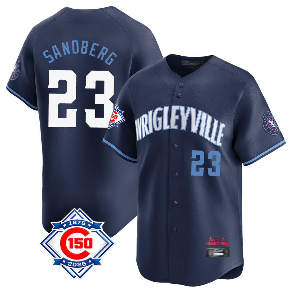 Ldoa C.Cubs #23 Ryne Sandberg Player Navy City Connect 150th Anniversary Limited Home Stitched Jerseys