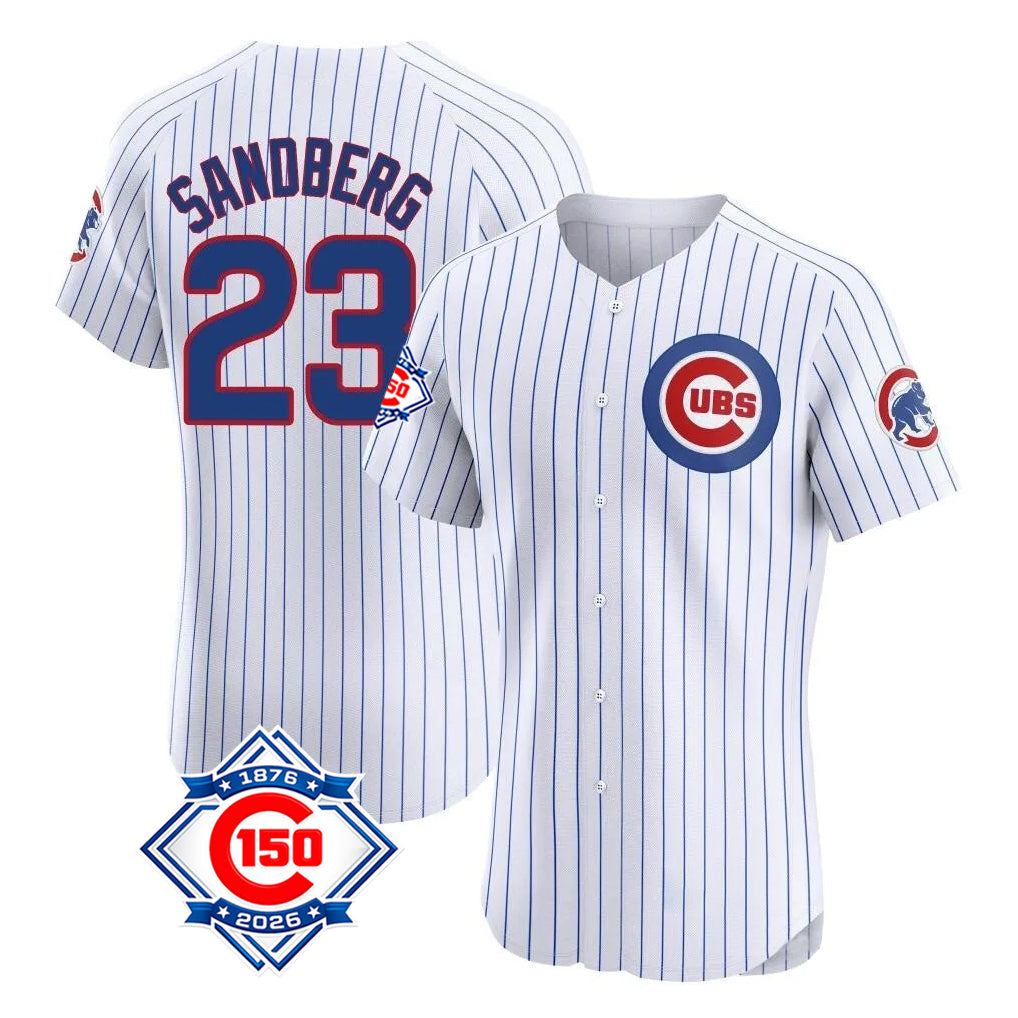Ldoa C.Cubs #23 Ryne Sandberg Player White 150th Anniversary Limited Elite Home Game Stitched Jerseys