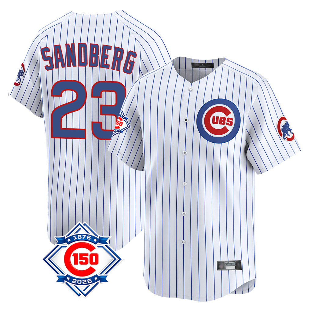 Ldoa C.Cubs #23 Ryne Sandberg Player White 150th Anniversary Limited Home Game Stitched Jerseys