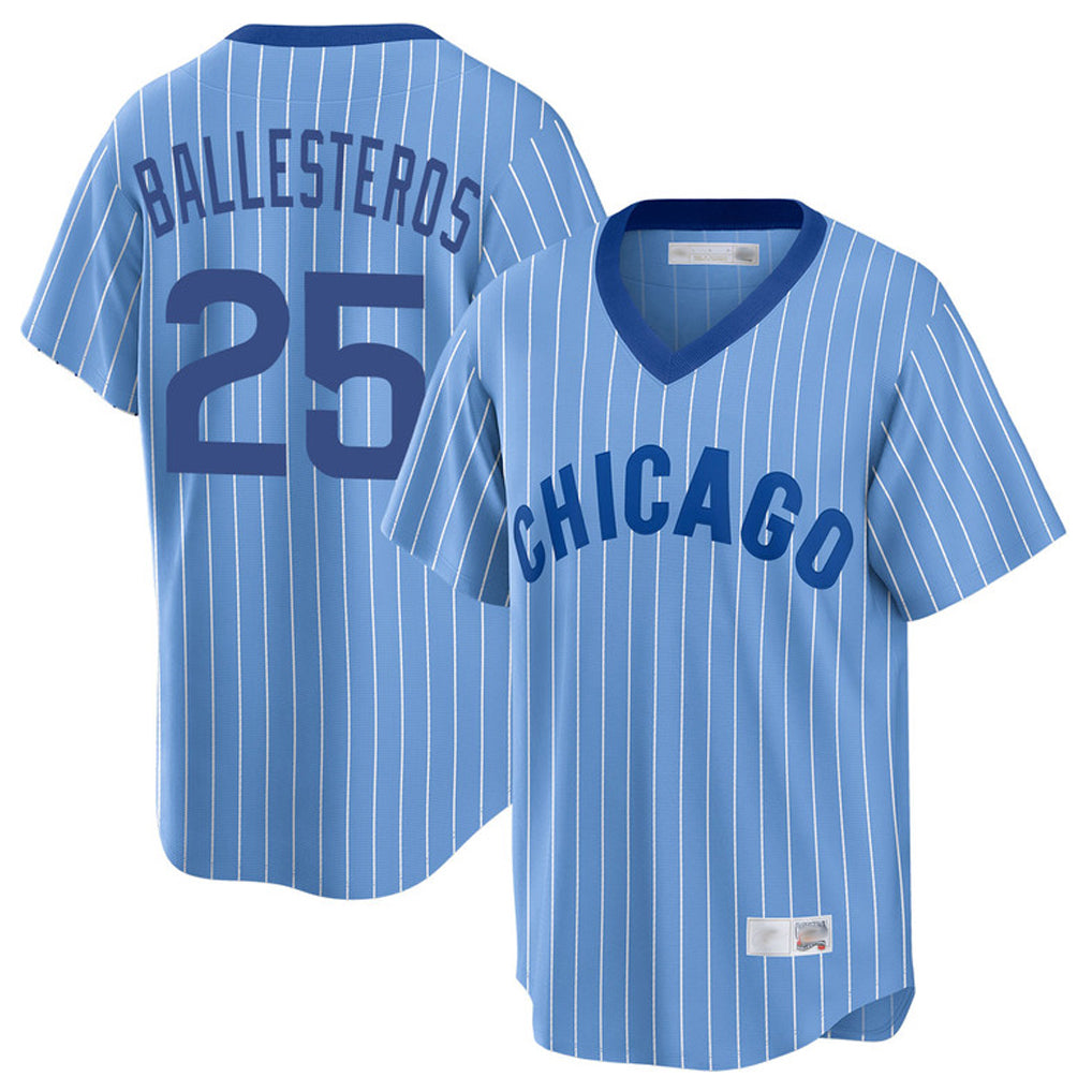 Ldoa C.Cubs #25 Mois¡§|s Ballesteros Player Blue T-shirt Cooperstown Collection Limited Stitched Jerseys