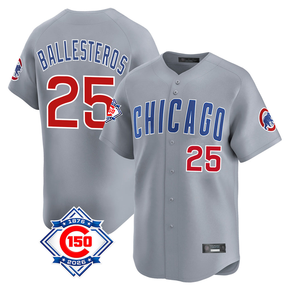 Ldoa C.Cubs #25 Mois¡§|s Ballesteros Player Gray Road Limited Elite Home Stitched Jerseys