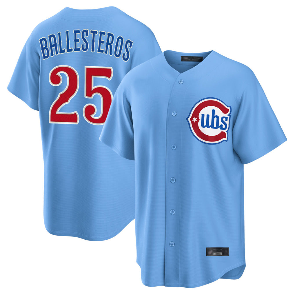 Ldoa C.Cubs #25 Mois¡§|s Ballesteros Player Light Blue Home Game Stitched Jerseys