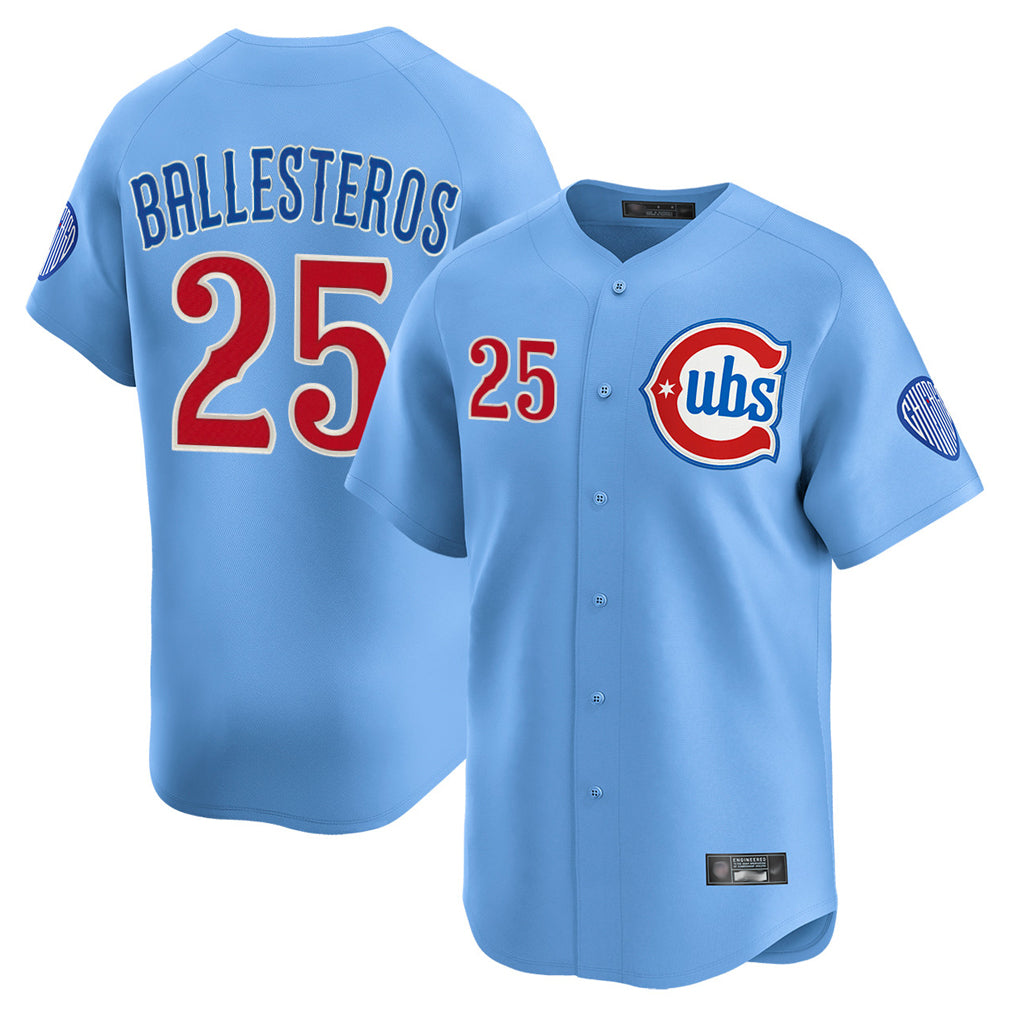 Ldoa C.Cubs #25 Mois¡§|s Ballesteros Player Light Blue Limited Home Stitched Jerseys