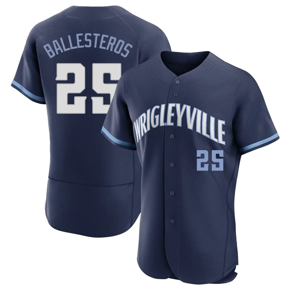 Ldoa C.Cubs #25 Mois¡§|s Ballesteros Player Navy City Connect Limited Elite Home Stitched Jerseys