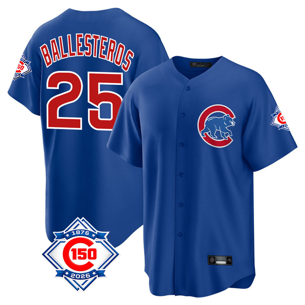 Ldoa C.Cubs #25 Mois¡§|s Ballesteros Player Royal 150th Anniversary Home Game Stitched Jerseys