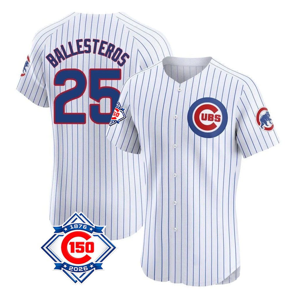 Ldoa C.Cubs #25 Mois¡§|s Ballesteros Player White 150th Anniversary Limited Elite Home Game Stitched Jerseys