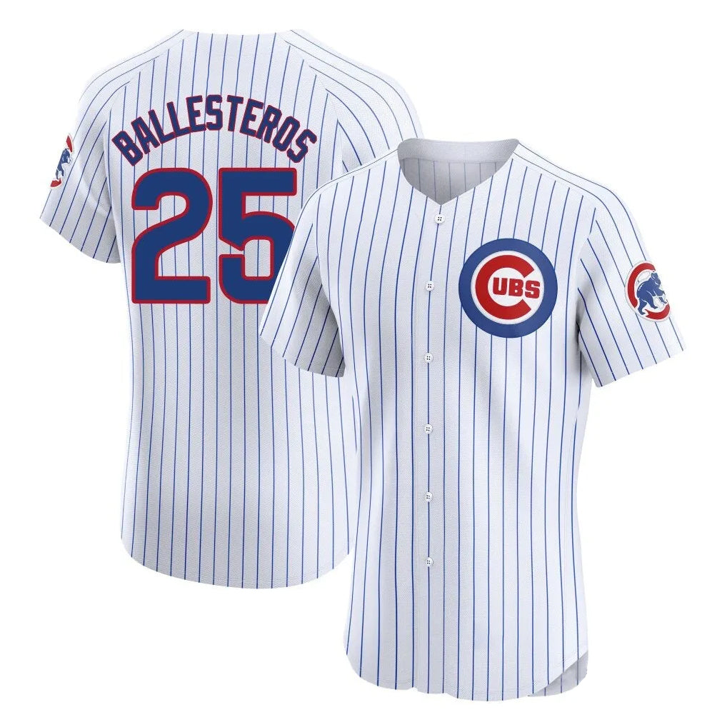 Ldoa C.Cubs #25 Mois¡§|s Ballesteros Player White Limited Elite Home Game Stitched Jerseys