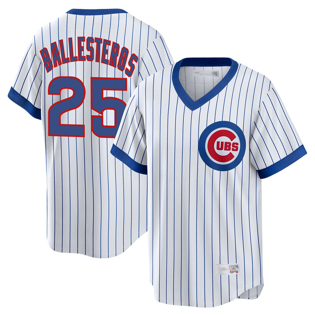 Ldoa C.Cubs #25 Mois¡§|s Ballesteros Player White T-shirt Cooperstown Collection Limited Stitched Jerseys