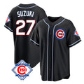 Ldoa C.Cubs #27 Seiya Suzuki Player Black Fashion Out 150th Anniversary Game Stitched Jerseys