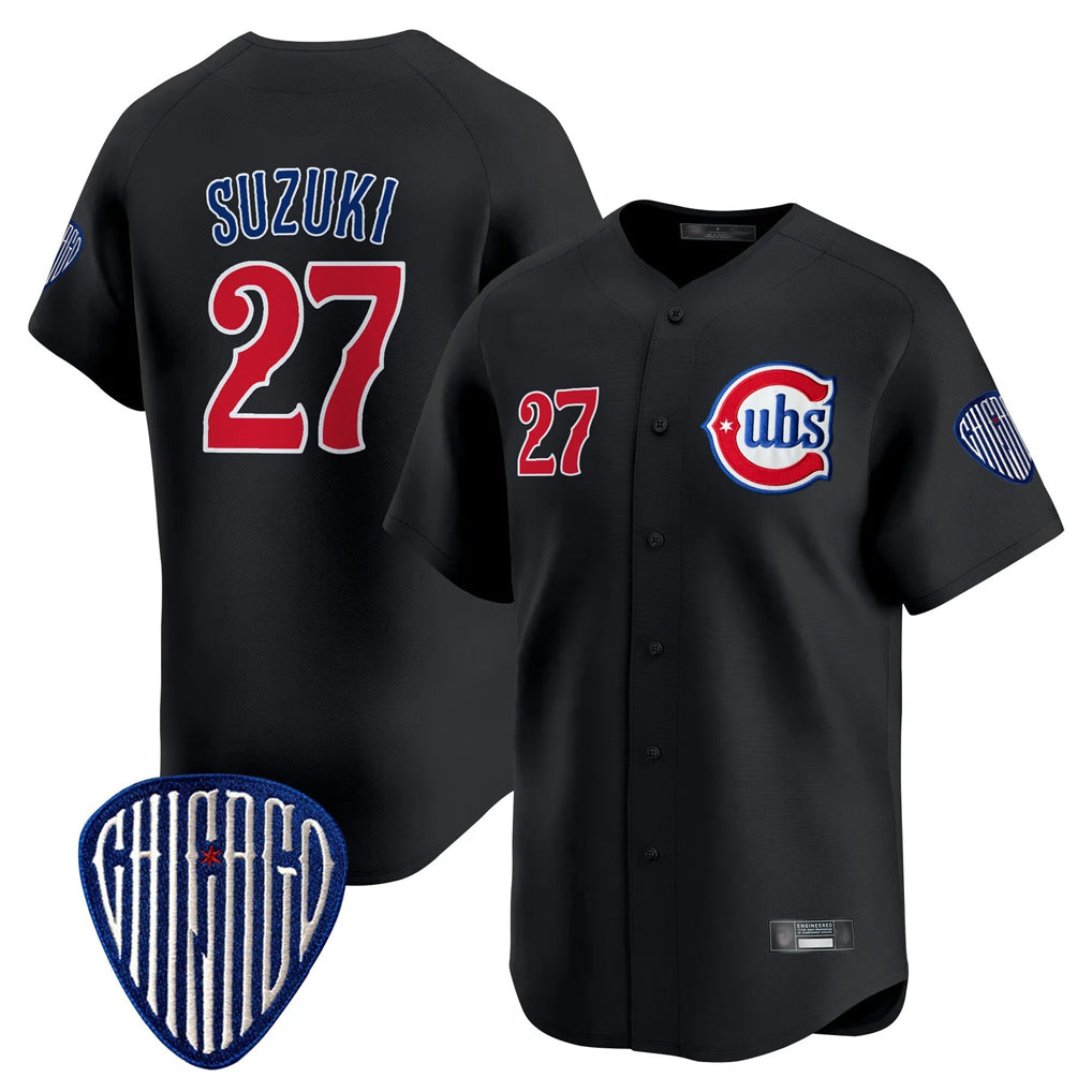 Ldoa C.Cubs #27 Seiya Suzuki Player Black Vapor Premier Limited Home Stitched Jerseys