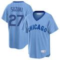 Ldoa C.Cubs #27 Seiya Suzuki Player Blue T-shirt Cooperstown Collection Limited Stitched Jerseys