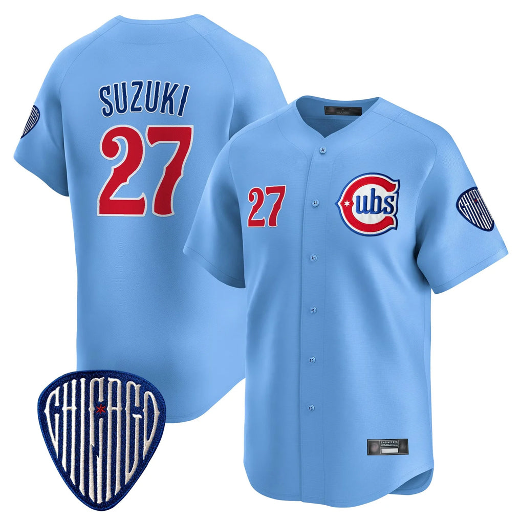 Ldoa C.Cubs #27 Seiya Suzuki Player Blue Vapor Premier Limited Home Stitched Jerseys