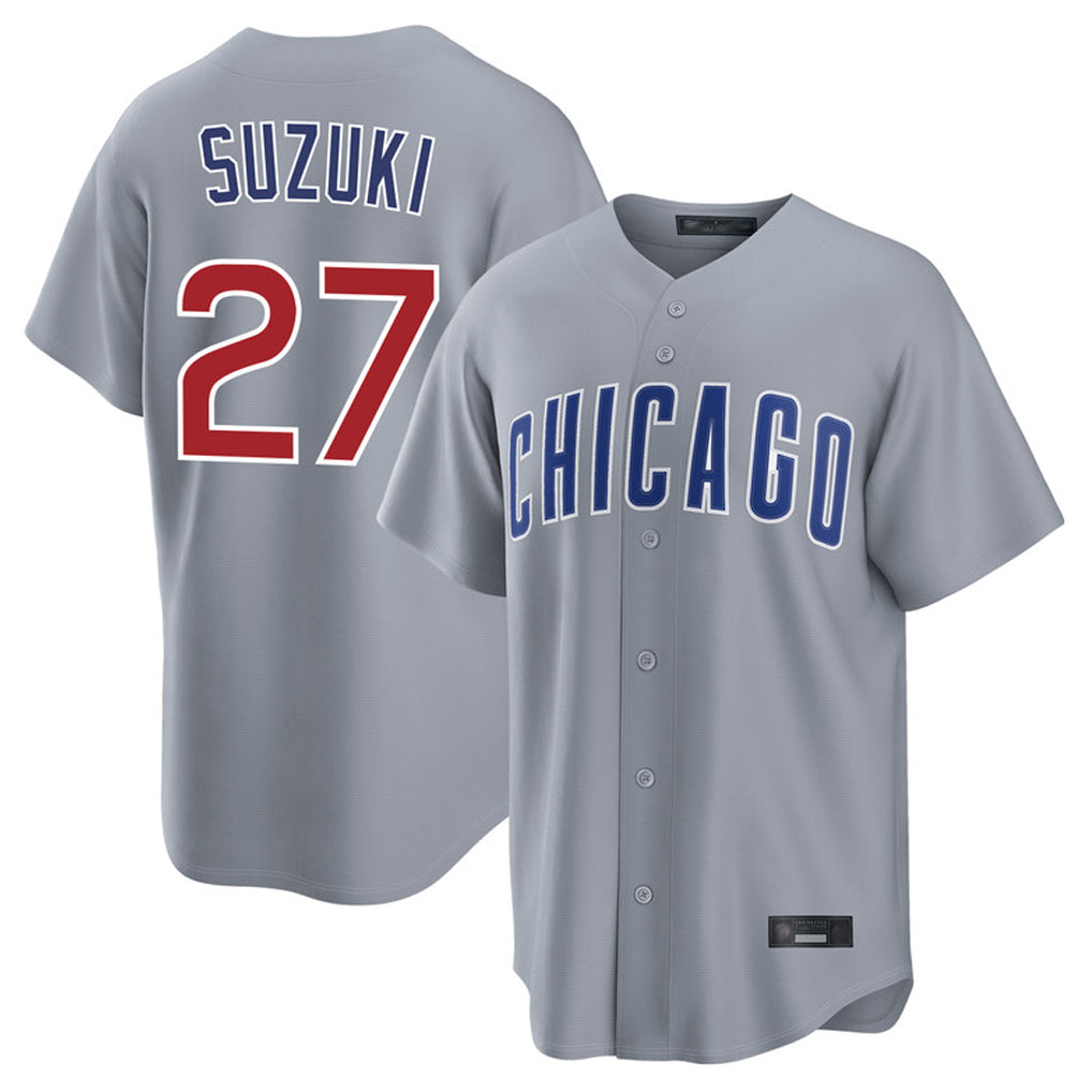 Ldoa C.Cubs #27 Seiya Suzuki Player Gray Home Game Stitched Jerseys