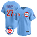 Ldoa C.Cubs #27 Seiya Suzuki Player Light Blue 150th Anniversary Limited Home Stitched Jerseys