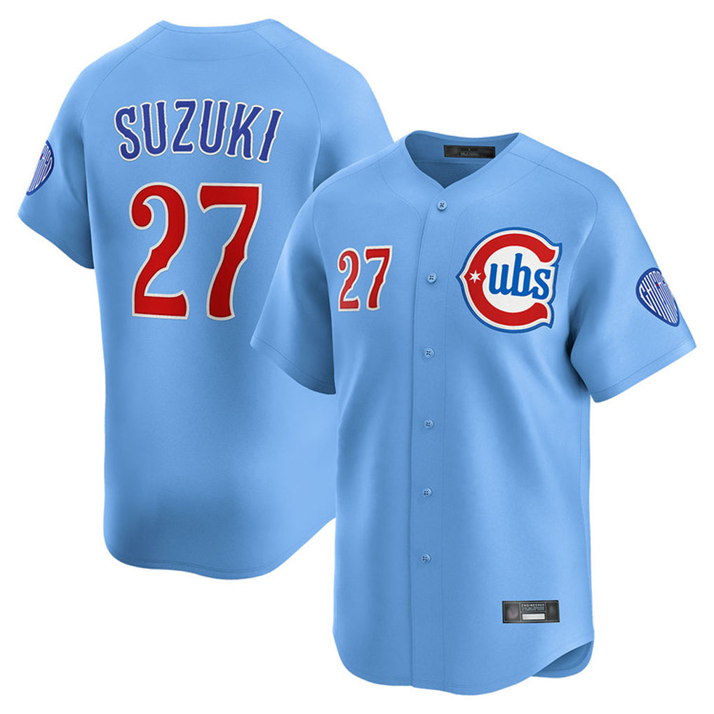 Ldoa C.Cubs #27 Seiya Suzuki Player Light Blue Limited Home Stitched Jerseys