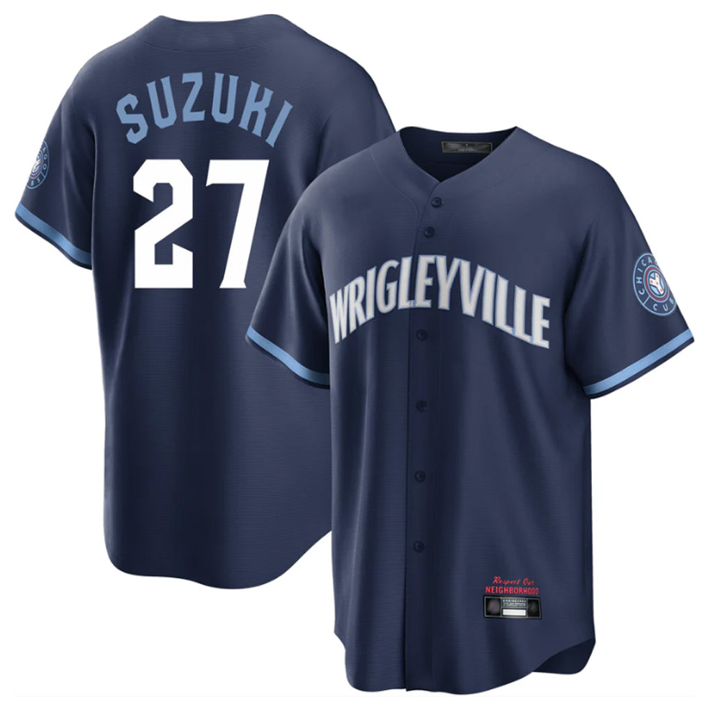 Ldoa C.Cubs #27 Seiya Suzuki Player Navy City Connect Home Game Stitched Jerseys