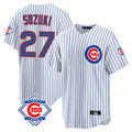 Ldoa C.Cubs #27 Seiya Suzuki Player White 150th Anniversary Home Game Stitched Jerseys