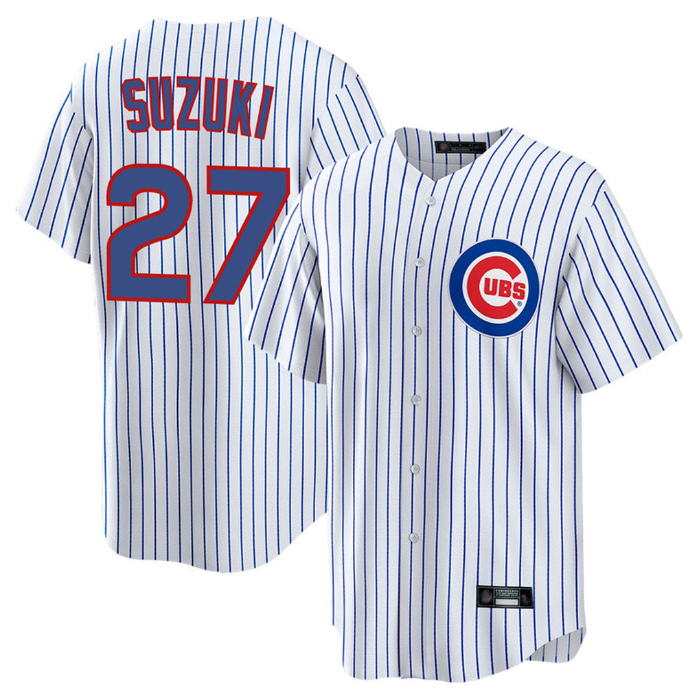 Ldoa C.Cubs #27 Seiya Suzuki Player White Game Home Stitched Jerseys