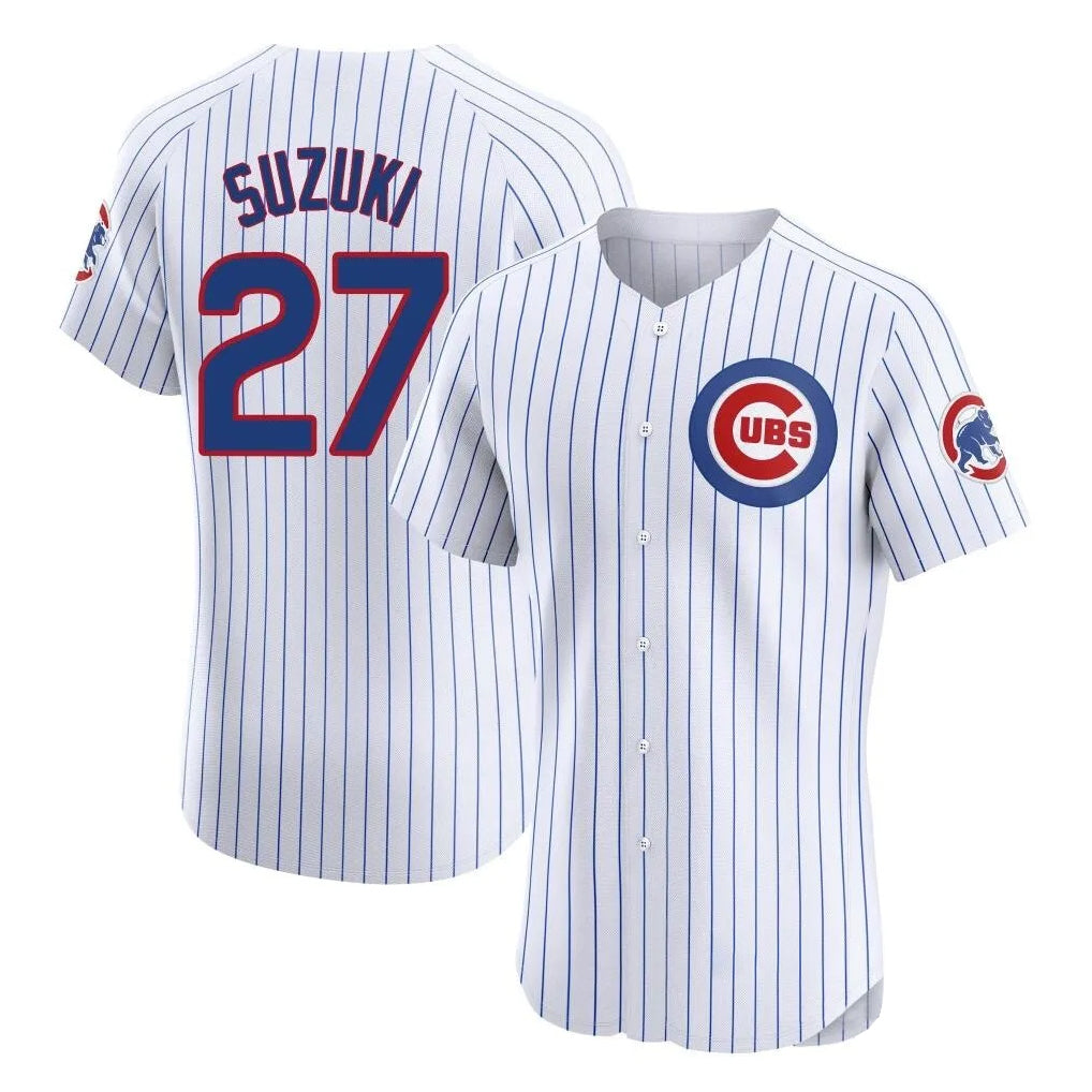Ldoa C.Cubs #27 Seiya Suzuki Player White Limited Elite Home Game Stitched Jerseys