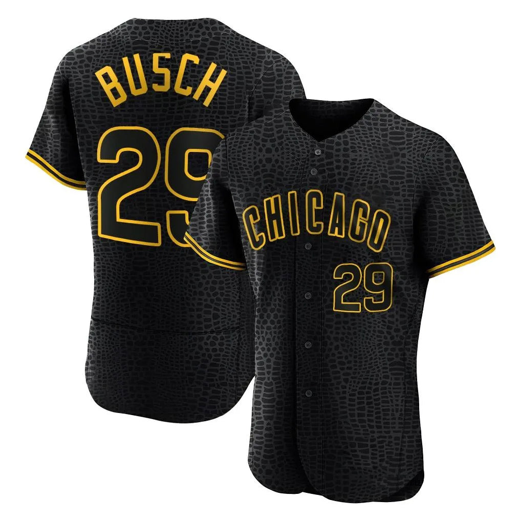 Ldoa C.Cubs #29 Michael Busch Player Black Snake Skin City Limited Elite Home Game Stitched Jerseys