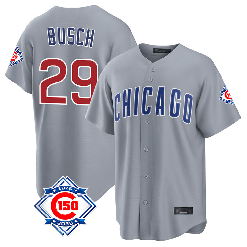Ldoa C.Cubs #29 Michael Busch Player Gray 150th Anniversary Home Game Stitched Jerseys