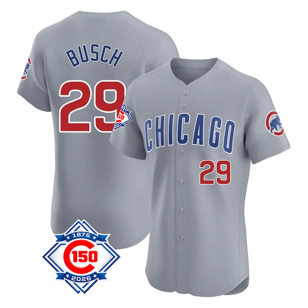 Ldoa C.Cubs #29 Michael Busch Player Gray Road 150th Anniversary Limited Elite Home Stitched Jerseys