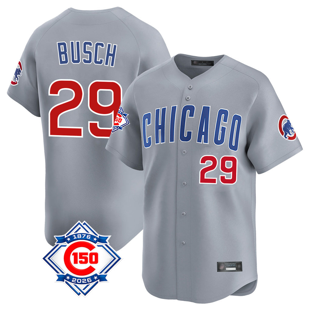 Ldoa C.Cubs #29 Michael Busch Player Gray Road 150th Anniversary Limited Home Stitched Jerseys