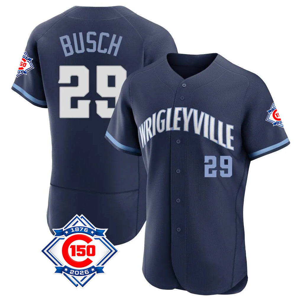 Ldoa C.Cubs #29 Michael Busch Player Navy City Connect 150th Anniversary Limited Elite Home Stitched Jerseys