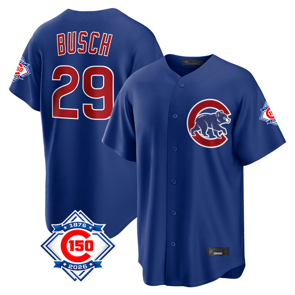 Ldoa C.Cubs #29 Michael Busch Player Royal 150th Anniversary Home Game Stitched Jerseys