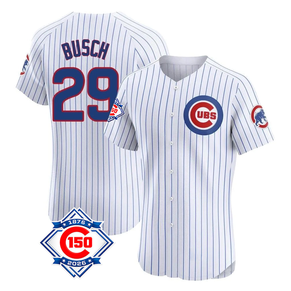Ldoa C.Cubs #29 Michael Busch Player White 150th Anniversary Limited Elite Home Game Stitched Jerseys