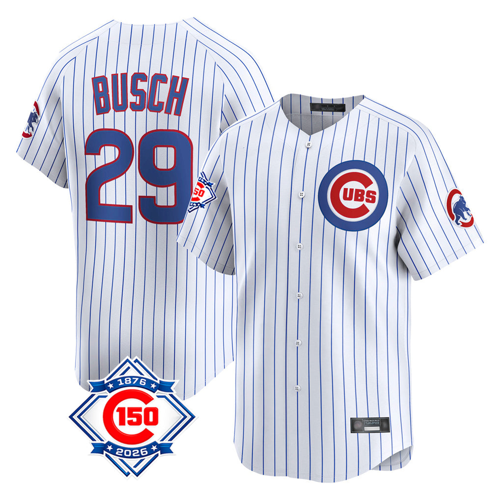 Ldoa C.Cubs #29 Michael Busch Player White 150th Anniversary Limited Home Game Stitched Jerseys