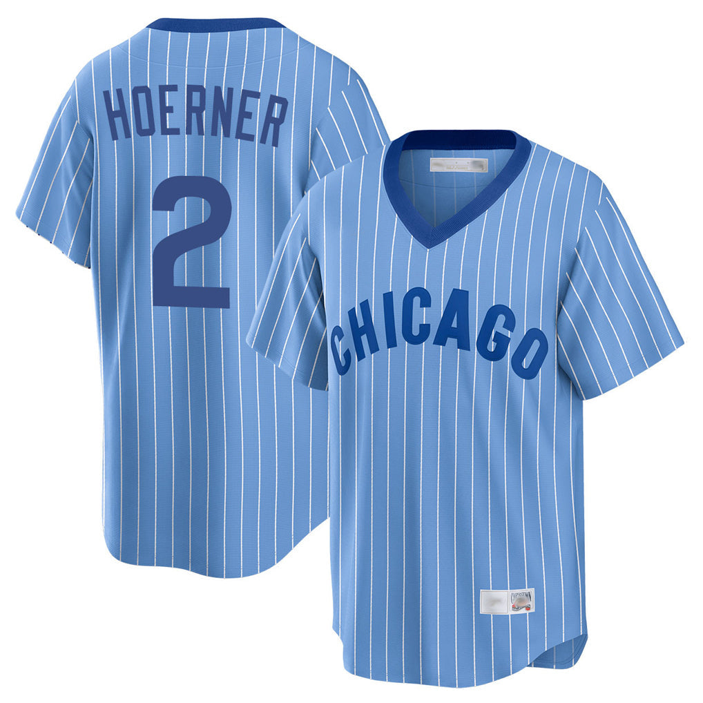 Ldoa C.Cubs #2 Nico Hoerner Player Blue T-shirt Cooperstown Collection Limited Stitched Jerseys