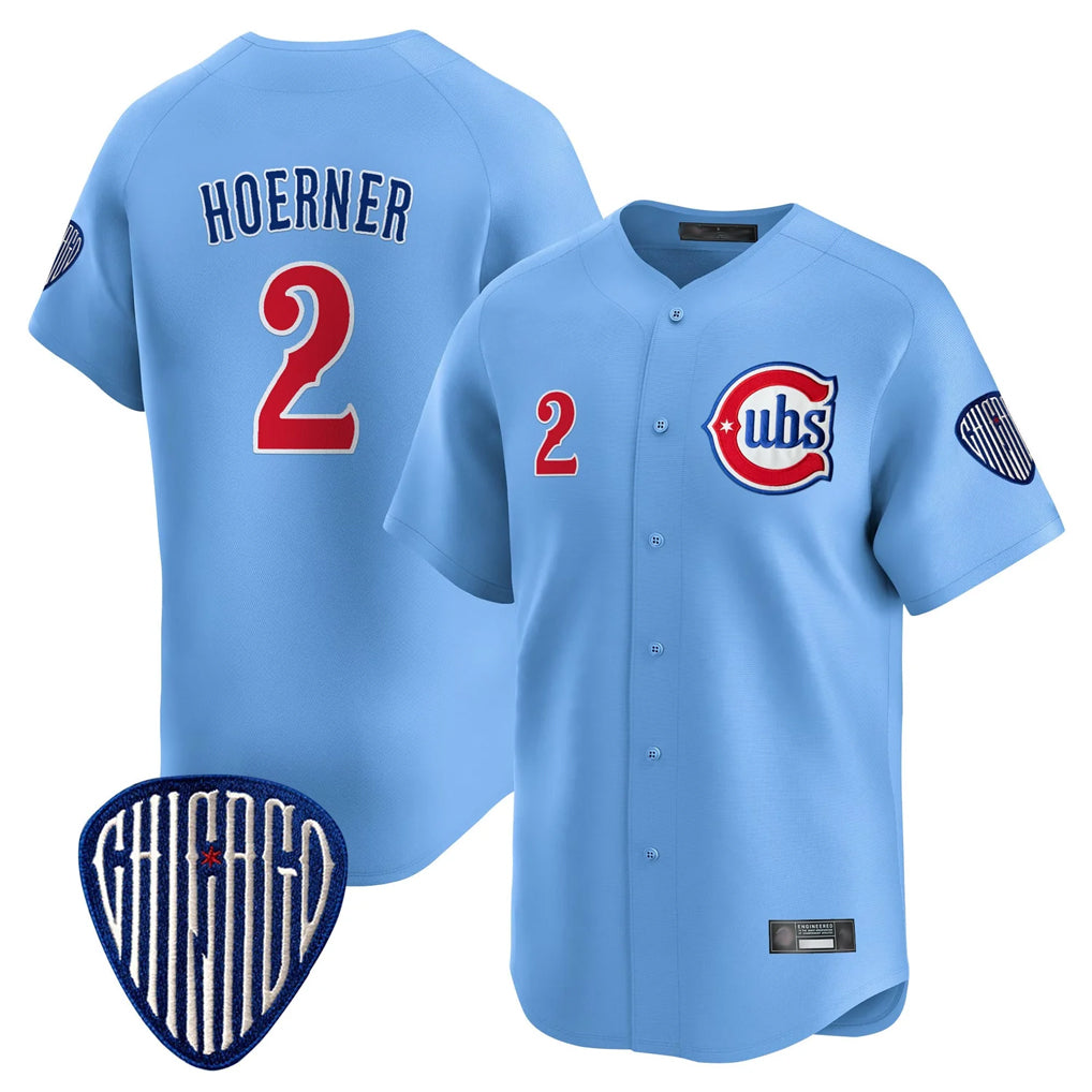 Ldoa C.Cubs #2 Nico Hoerner Player Blue Vapor Premier Limited Home Stitched Jerseys