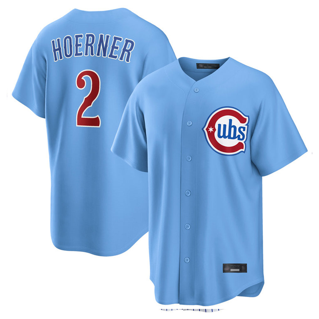 Ldoa C.Cubs #2 Nico Hoerner Player Light Blue Home Game Stitched Jerseys