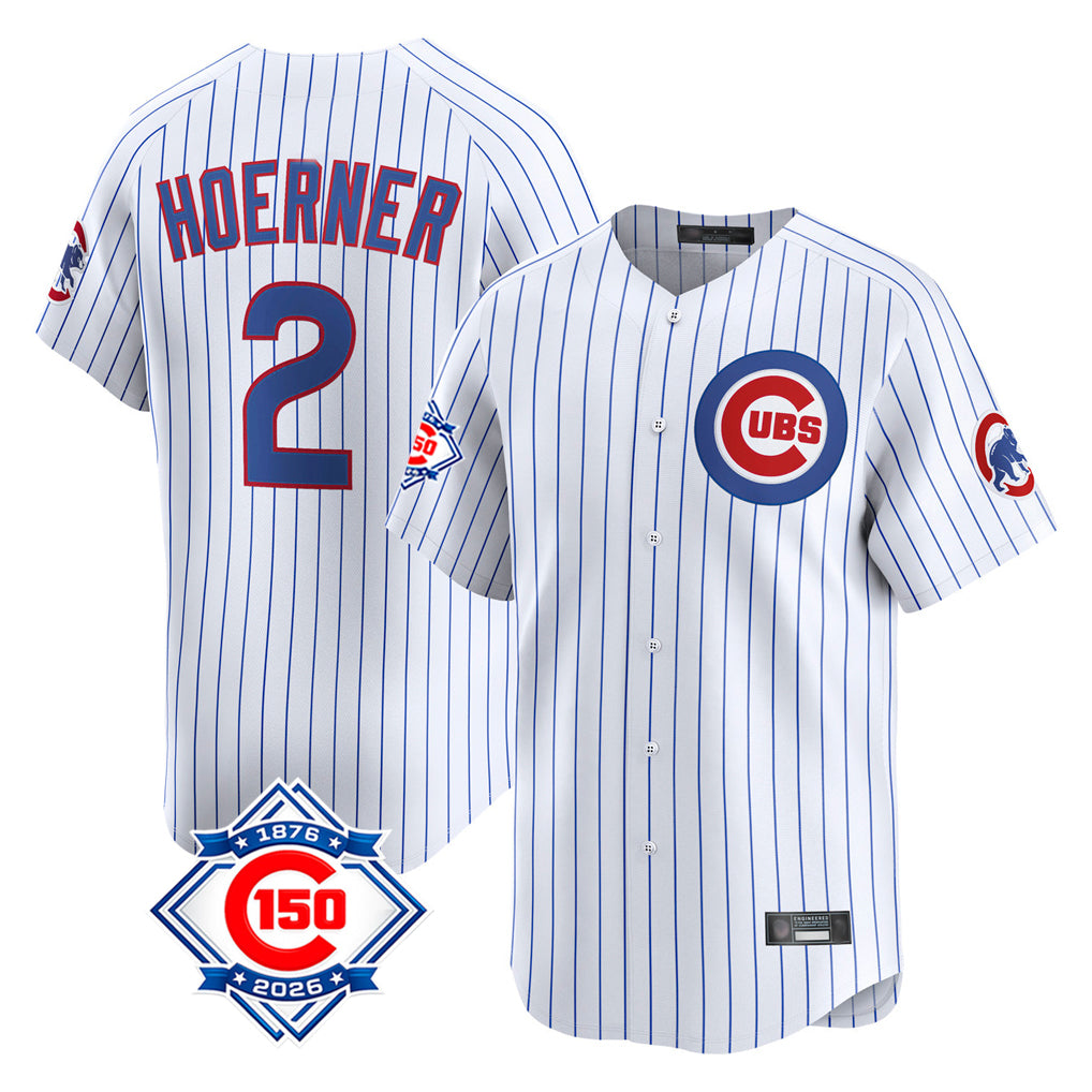 Ldoa C.Cubs #2 Nico Hoerner Player White 150th Anniversary Limited Home Game Stitched Jerseys