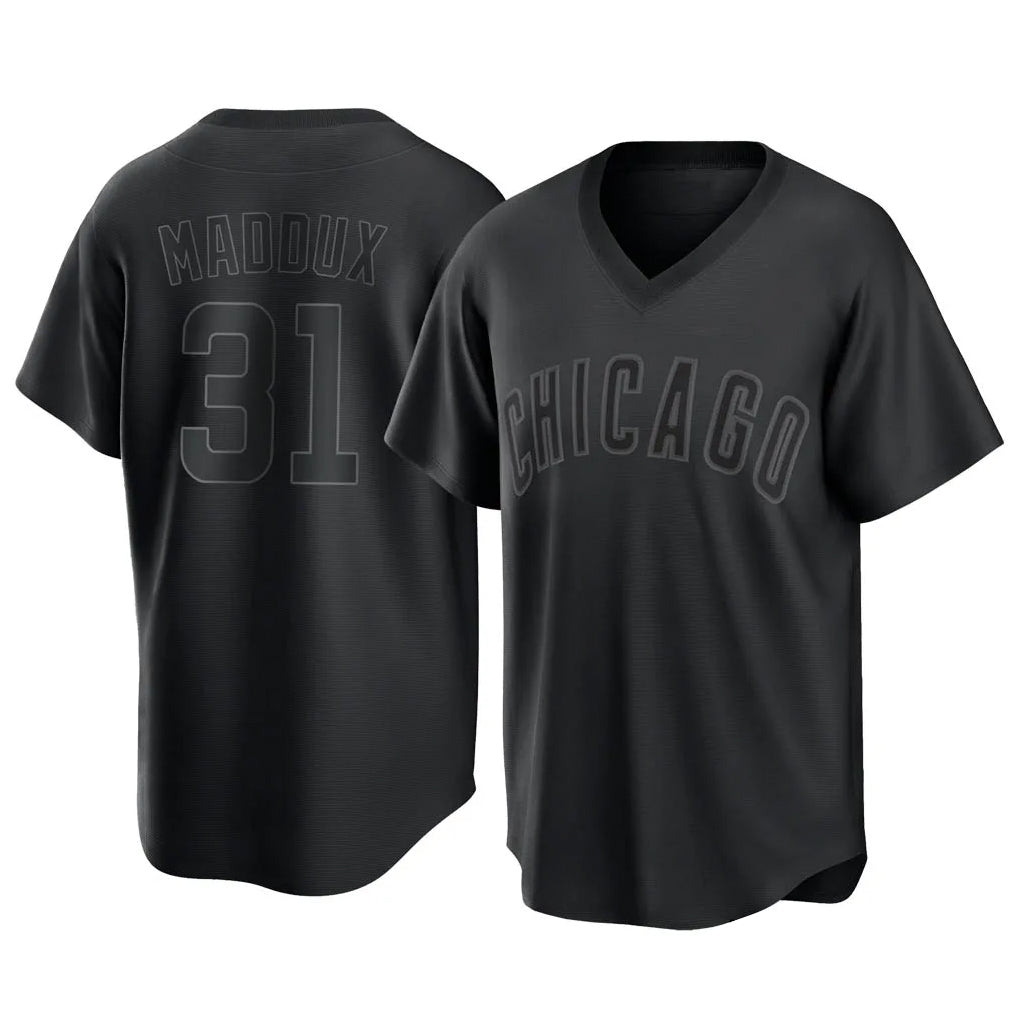 Ldoa C.Cubs #31 Greg Maddux Player Black T-shirt Home Game Stitched Jerseys