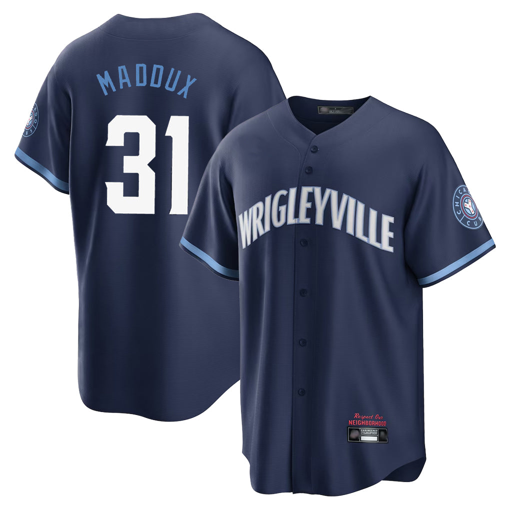 Ldoa C.Cubs #31 Greg Maddux Player Navy City Connect Home Game Stitched Jerseys