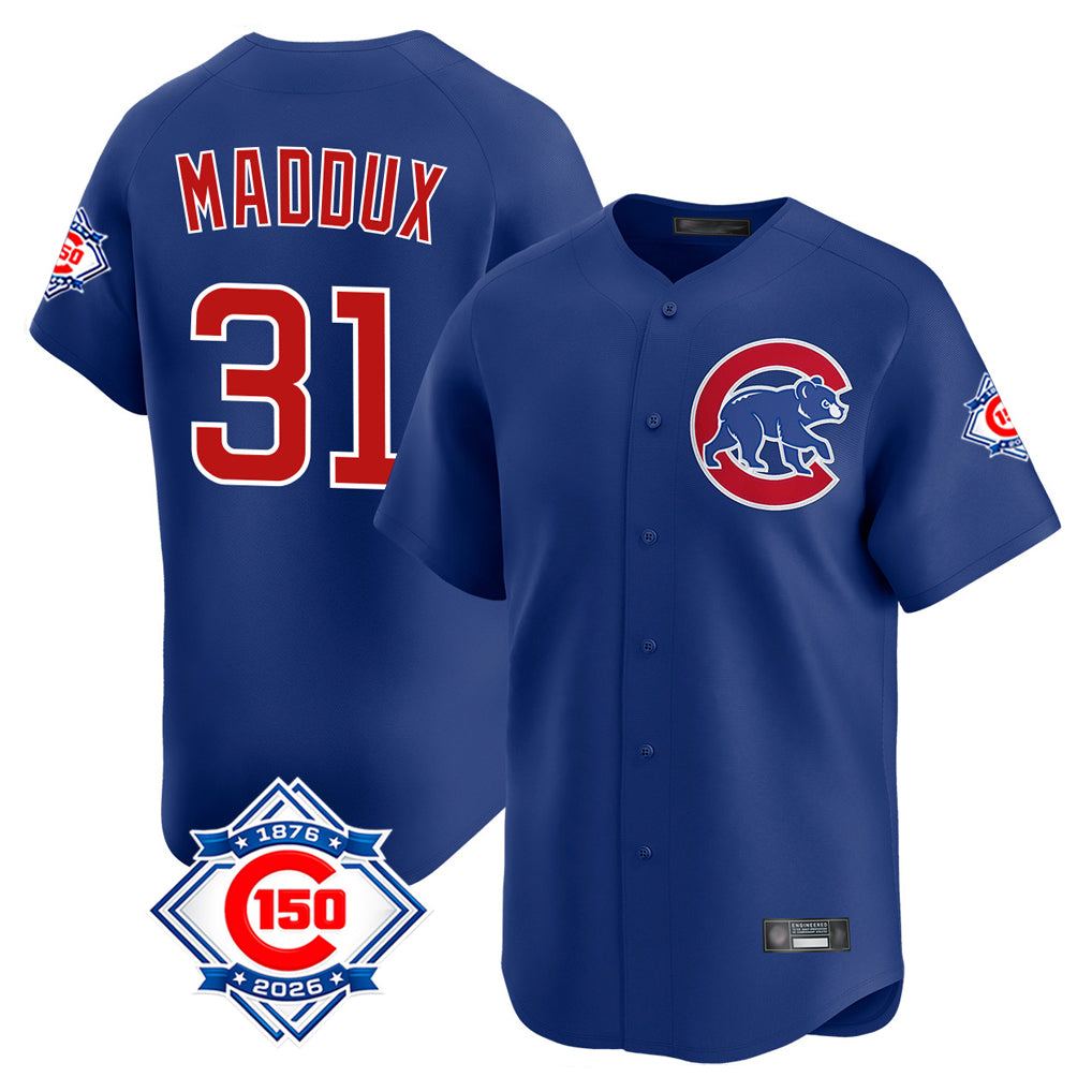 Ldoa C.Cubs #31 Greg Maddux Player Royal 150th Anniversary Limited Home Stitched Jerseys