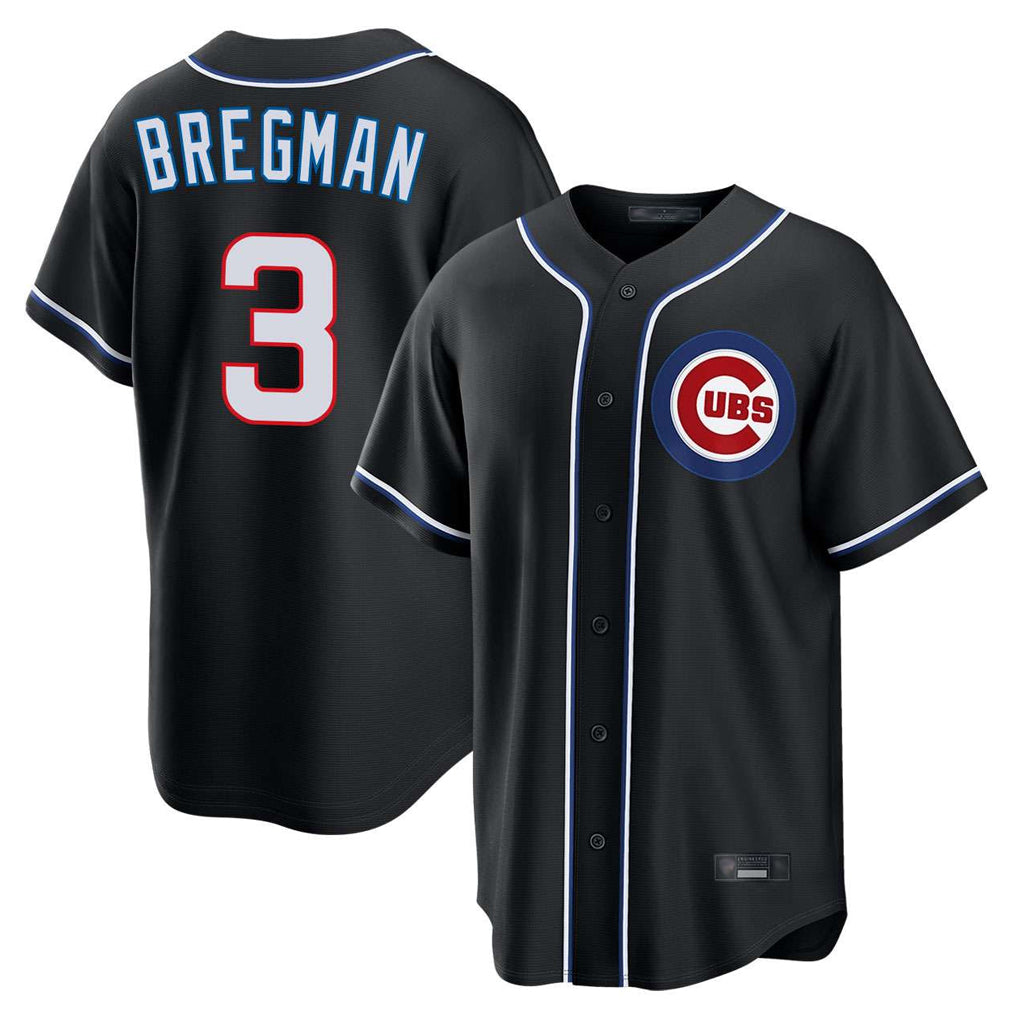 Ldoa C.Cubs #3 Alex Bregman Black Fashion Out Game Stitched Jerseys