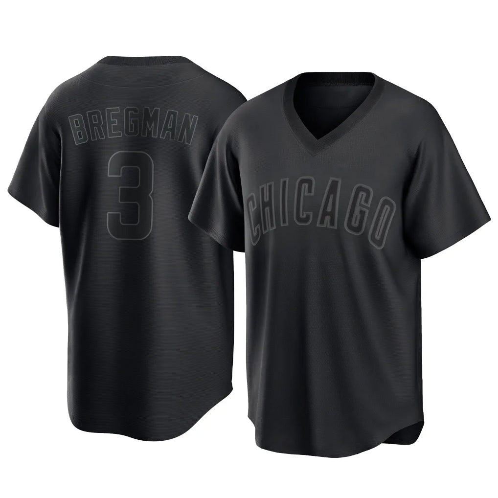 Ldoa C.Cubs #3 Alex Bregman Black T-shirt Home Game Stitched Jerseys