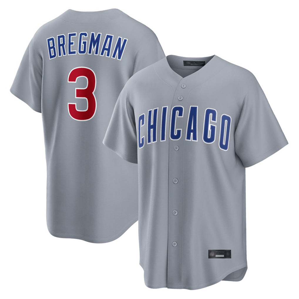 Ldoa C.Cubs #3 Alex Bregman Gray Home Game Stitched Jerseys